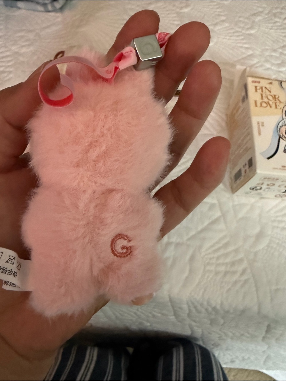 Labubu Pink Fuzzy Bunny Keychain Plush - Picture 5 of 5